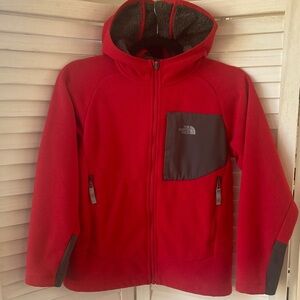The North Face Boys Fleece Hoodie Full Zip Jacket, Size M 10-12 Red/Charcoal